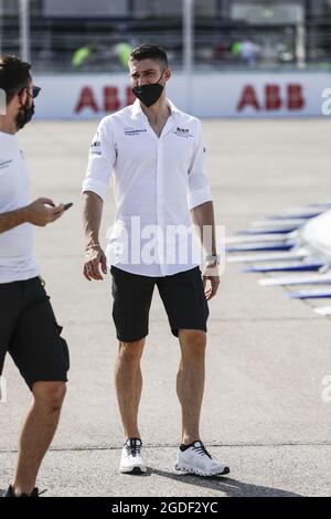 MORTARA Edoardo (swi), ROKIT Venturi Racing, Mercedes-Benz EQ Silver Arrow 02, ritratto durante l'ePrix di Berlino 2021, ottava riunione del Campionato del mondo di Formula e 2020-21, sul circuito Tempelhof Airport Street dal 14 al 15 agosto, a Berlino, Germania - Foto Xavi Bonilla/DPPI Foto Stock