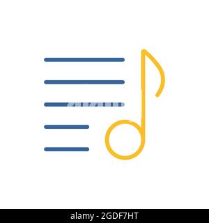 Icona vettore playlist musicale. Nota musicale ed elenco. Simbolo grafico per la musica e il suono del sito web e delle applicazioni design, logo, app, UI Illustrazione Vettoriale