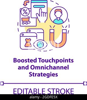 Icona del concetto di punti di contatto potenziati e strategie onnichandel Illustrazione Vettoriale