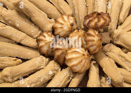 Biscotti di cocco e canillita di latte caramelle tipiche del Guatemala Foto Stock