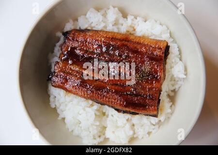 Unagi don , anguilla alla griglia con riso, cibo giapponese Foto Stock