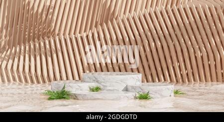 Sfondo astratto per la presentazione del prodotto con podio in marmo Foto Stock