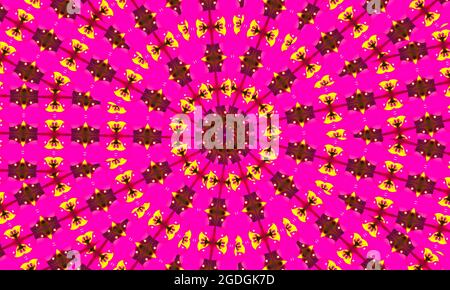 sfondo caleidoscopio astratto. texture mosaico multicolore. motivo caleidoscopio rosa viola giallo. bel caleidoscopio. design creativo. Foto Stock