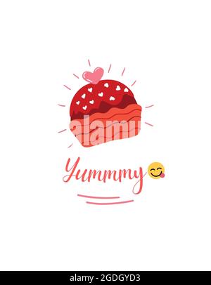 Yummy typography disegno della torta Foto Stock