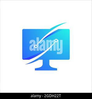 Logo del computer icona vettoriale illustrazione del design modello Illustrazione Vettoriale