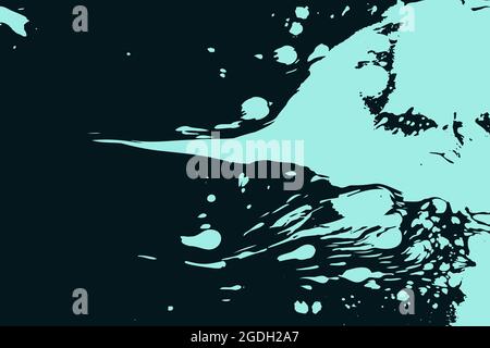 Illustrazione grunge vettoriale astratta. Tidewater Green spruzzi di vernice di fondo. Macchie, gocce, macchie, inchiostro liquido. Tex artigianale Illustrazione Vettoriale