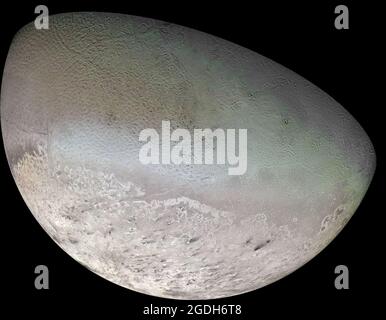 Triton Luna di Nettuno, visto da Voyager 2 nel 1989 Foto Stock