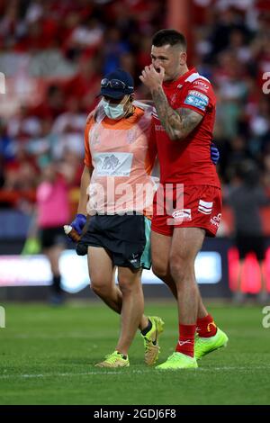 Shaun Kenny-Dowall di Hull KR si allontana durante la partita della Betfred Super League all'Hull College Craven Park, Hull. Data immagine: Venerdì 13 agosto 2021. Foto Stock