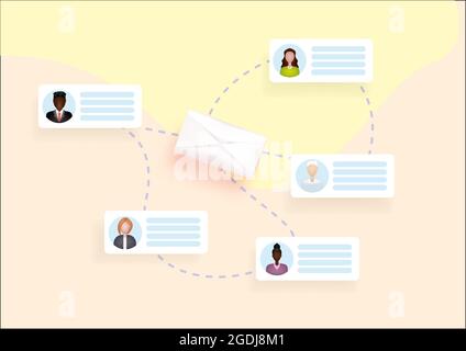 Concetto di servizio postale. Notebook con pagine aperte. Web 3D Illustrazione Vettoriale