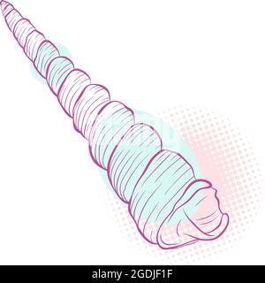 Lungo conchiglia a spirale su sfondo punteggiato Illustrazione Vettoriale