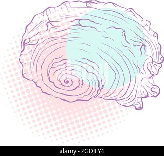 Conchiglia a spirale su sfondo punteggiato Illustrazione Vettoriale