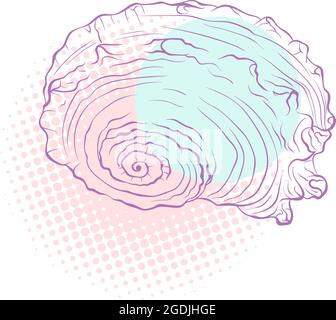 Conchiglia a spirale su sfondo punteggiato Illustrazione Vettoriale