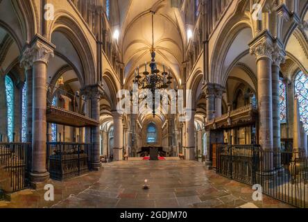 Canterbury Cathedral, Candle segna il luogo originale del santuario di Thomas Becket, Trinity Chapel, nella parte orientale della cattedrale, Canterbury, Kent, Inghilterra, Foto Stock