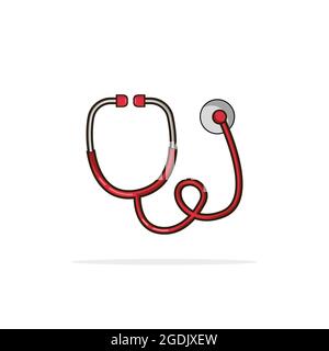 Stetoscopio illustrazione stile semplice, icona stetoscopio, vettore stetoscopio, Stetoscopio isolato disegno su sfondo bianco Illustrazione Vettoriale