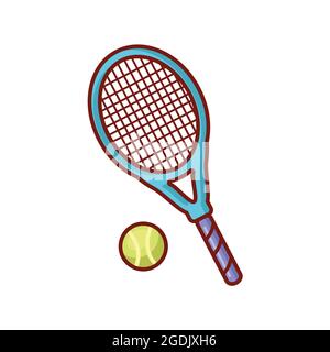 racket tennis e palla da tennis illustrazione stile semplice, vettore di tennis, tennis isolato design su sfondo bianco Illustrazione Vettoriale