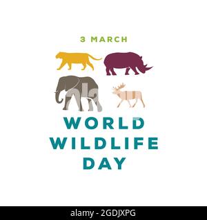 modello di design minimalista giornata mondiale della fauna selvatica Illustrazione Vettoriale