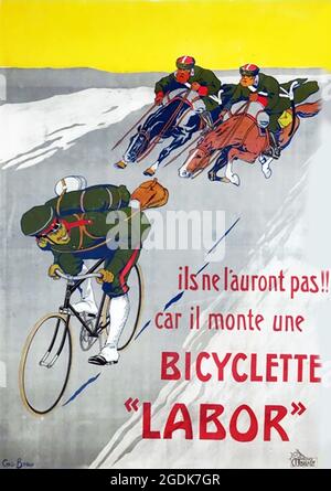 Fare clic sul poster della bicicletta francese d'epoca - Labor Bikes, anni '10 Foto Stock