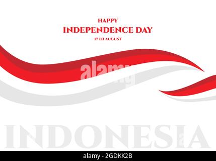 Indonesia Happy Independence Day, poster del 17 agosto, banner con sfondo creativo nastro. Illustrazione Vettoriale