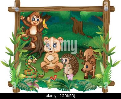 Gli animali si incontrano nella foresta Illustrazione Vettoriale