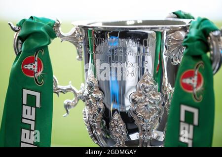 Primo piano del trofeo Carabao Cup Foto Stock