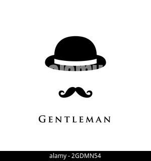 Icona gentleman isolato su sfondo bianco. Illustrazione vettoriale. Illustrazione Vettoriale
