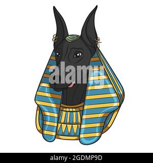 Immagine vettoriale a colori Anubis. Oggetto isolato su sfondo bianco. Illustrazione Vettoriale