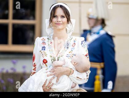 Stoccolma, Svezia. 14 agosto 2021. 2021-08-14 Prins Julian battesimo dalla Cappella del Palazzo Drottningholm fuori Stoccolma. Johan Valkonen/Stella Pictures Credit: Abaca Press/Alamy Live News Foto Stock