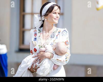 Stoccolma, Svezia. 14 agosto 2021. 2021-08-14 Prins Julian battesimo dalla Cappella del Palazzo Drottningholm fuori Stoccolma. Johan Valkonen/Stella Pictures Credit: Abaca Press/Alamy Live News Foto Stock