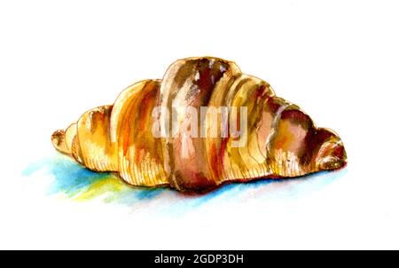 Croissant ad acquerello disegnato a mano isolato per il tuo design Foto Stock