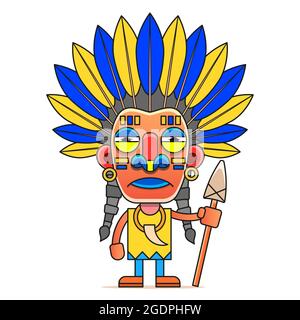 Indiani Cartoon. Cartone animato divertente e travesty. Caratteri. Indiani set. Illustrazione Vettoriale