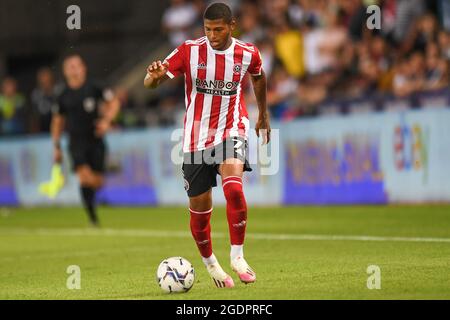 Rhian Brewster n. 7 di Sheffield si è Unito in azione durante il gioco Foto Stock