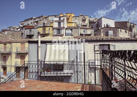 Architettura in Sicilia case della Città Vecchia di Capizzi, Messina Foto Stock