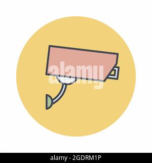 Grafica vettoriale di - telecamera CCTV - stile accoppiamento colori - illustrazione semplice. Tratto modificabile. Modello di disegno vettoriale.stile outline design.grafico vettoriale Illustrazione Vettoriale