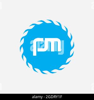 Logo iniziale della lettera PM con il modello vettoriale della tipografia creativa moderna di business. Vettore del logo PM Creative Letter Foto Stock