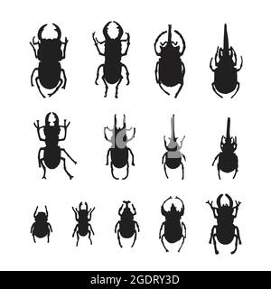 Vettore gruppo di insetti su sfondo bianco. Beetle. Illustrazione vettoriale a livelli facilmente modificabile. Animali selvatici. Illustrazione Vettoriale