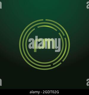 Logo iniziale della lettera PM con il modello vettoriale della tipografia creativa moderna di business. Vettore del logo PM Creative Letter Foto Stock