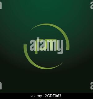 Logo iniziale della lettera PM con il modello vettoriale della tipografia creativa moderna di business. Vettore del logo PM Creative Letter Foto Stock