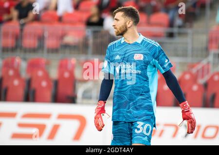 Toronto, Ontario, Canada. 14 agosto 2021. Matt Turner (30) in azione durante il gioco MLS tra Toronto FC e la rivoluzione del New England il gioco è terminato 1-2 (immagine di credito: © Angel Marchini/ZUMA Press Wire) Credit: ZUMA Press, Inc./Alamy Live News Foto Stock