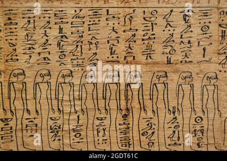 Sculture geroglifice nei templi egizi Foto Stock