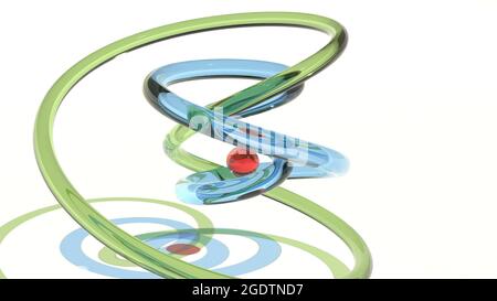 Nodi in vetro trasparente e concetto di calming ipnotico rotante a sfera progettazione di movimento minimo rendering 3d Foto Stock