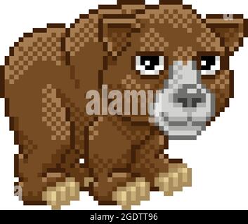 Bear pixel Art Animal retro Video Game Cartoon Illustrazione Vettoriale