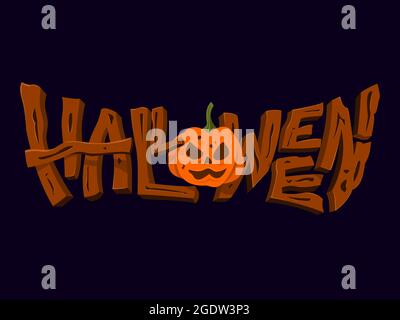 Halloween testo con Jack o'lantern in stile Horror. Illustrazione Vettoriale