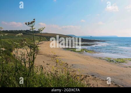 An Empty Towan Beach, Roseland Peninsula, Cornovaglia, Regno Unito Foto Stock