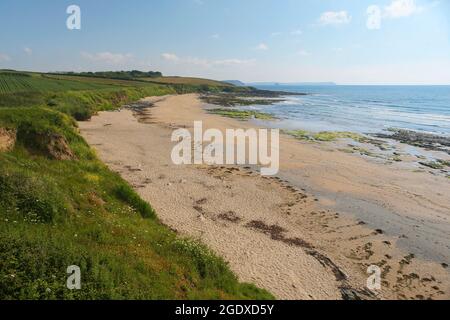 An Empty Towan Beach, Roseland Peninsula, Cornovaglia, Regno Unito Foto Stock