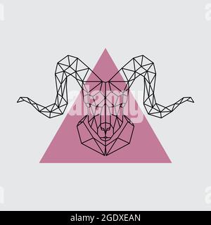 Ritratto di pecora di montagna. Disegno poligonale. Illustrazione vettoriale. Illustrazione Vettoriale