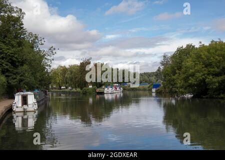 Barche a remi River Lea Stanstead Lock Stanstead Abbott Foto Stock