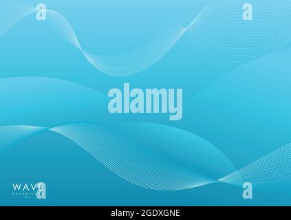 Vettore a onda uniforme blu astratto. Illustrazione del movimento blu del flusso della curva. Illustrazione Vettoriale
