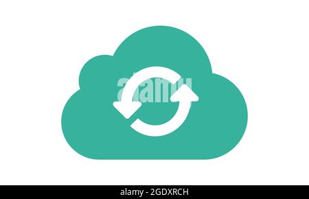 Sincronizzazione del cloud o aggiornamento del cloud con l'icona a forma di freccia immagine vettoriale Illustrazione Vettoriale