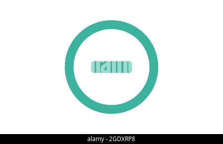 Pulsante di eliminazione arrotondato con vettore icona meno isolato su sfondo bianco per la progettazione di app Web e mobili, Illustrazione Vettoriale