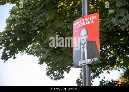 huerth, NRW, Germania, 08 15 2021, manifesti elettorali per le elezioni federali 2021, SPD Foto Stock